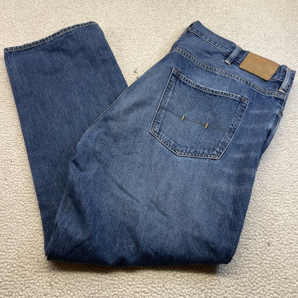 Polo Ralph Lauren Jeans Mens 44x30 Blue Straight Leg Classic Denim RL Embroidery